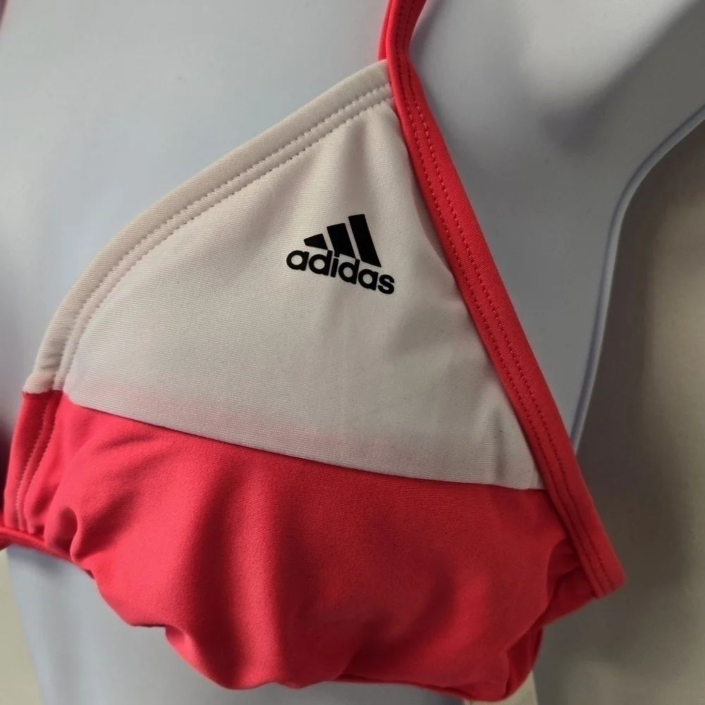 Adidas Cross Back bikini top Neon Red and White 12